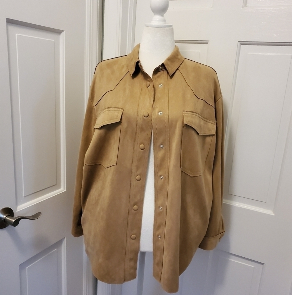 Philosophy Beige Shacket Size Large, Classic, Casual
